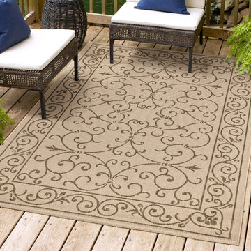 Charleston Vintage Filigree Textured Weave Indoor/outdoor Area Rug